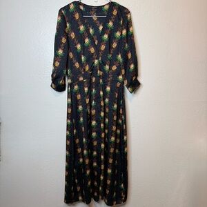 Scotch & Soda Floral Midi V-Neck Dress Button Front Size Medium